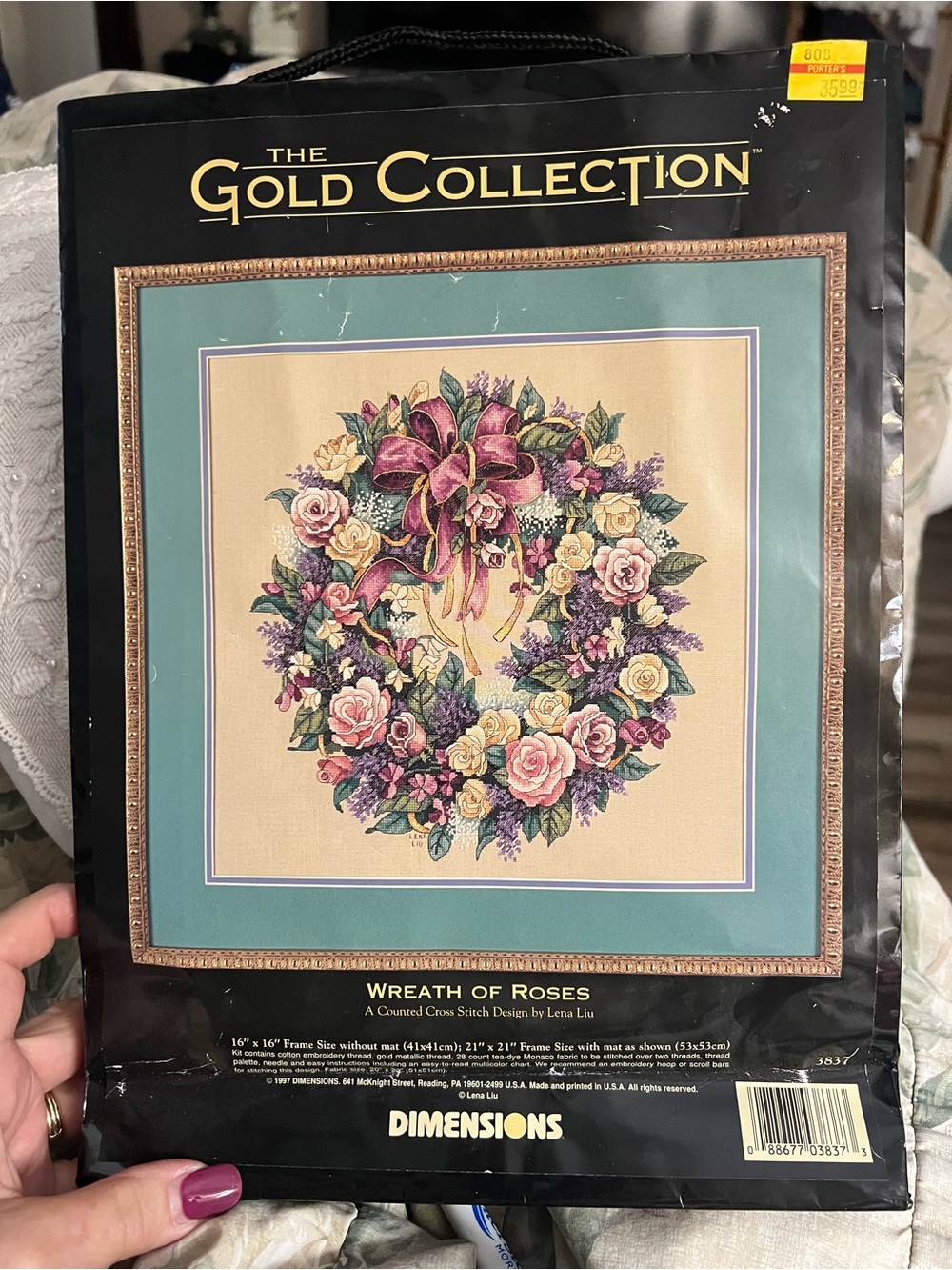 Bucilla Wreath of Roses Cross Stitch Kit - Pink, Cream, Purple, Green